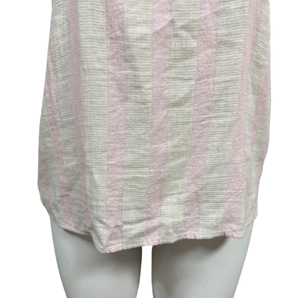 THML White Pink Stripe Multicolor Embroidered Short Sleeve Top L - Picture 3 of 9